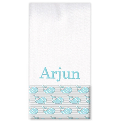Personalized Burp Cloth  Aqua Whales Burp Cloths Moonbeam Baby