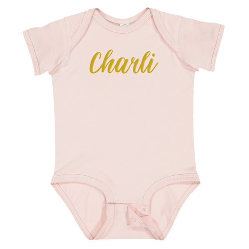 Personalized Girl's Onesie Blush Short Sleeve Personalized Printed Tees Kristi