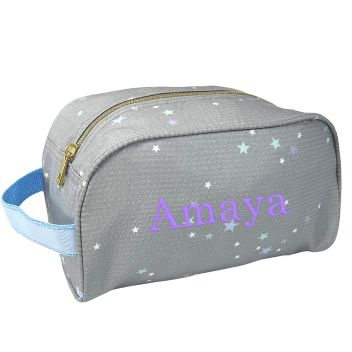 Traveler Bag by Mint Stars on Grey Seersucker Discontinued Discontinued