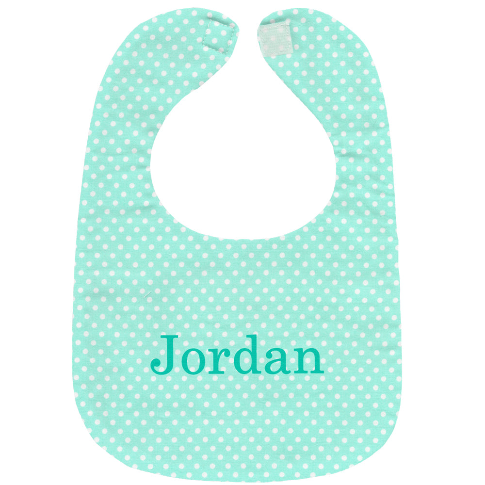 Personalized Bib Aqua with White Circles Bibs Moonbeam Baby
