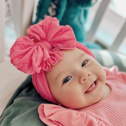 Ruffled Headband Bow by Rockin Royalty Hot Pink Discontinued Rockin Royalty