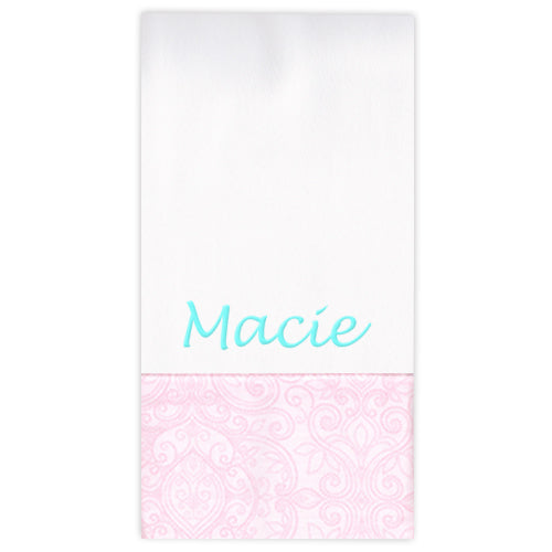 Personalized Burp Cloth  Etched Tulips Discontinued Moonbeam Baby   