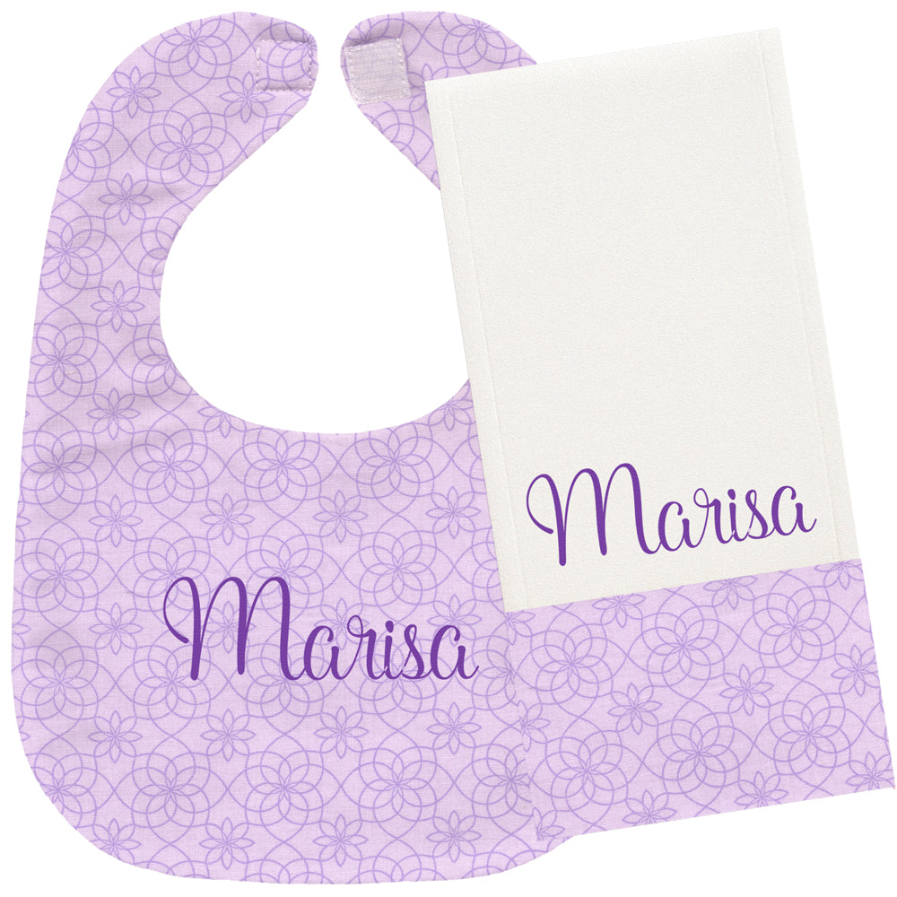 Personalized Bib/Burp Set Garden Gate Bib & Burp Sets Moonbeam Baby