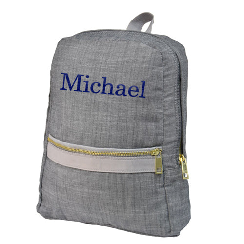 Personalized Backpack by Mint Grey Chambray Backpacks and Lunch Boxes Mint