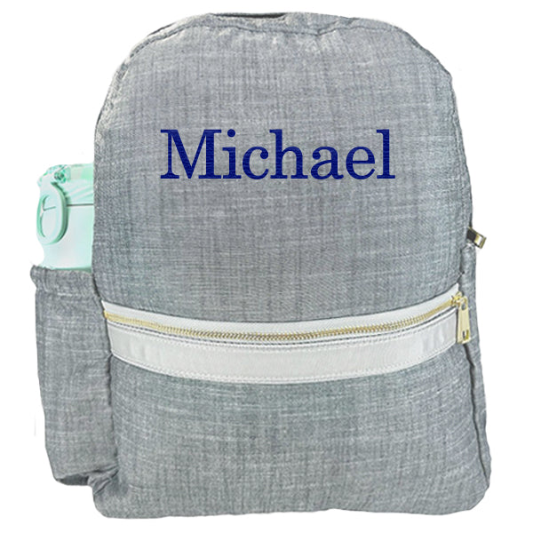 Personalized Backpack by Mint Medium Grey Chambray Backpacks and Lunch Boxes Mint