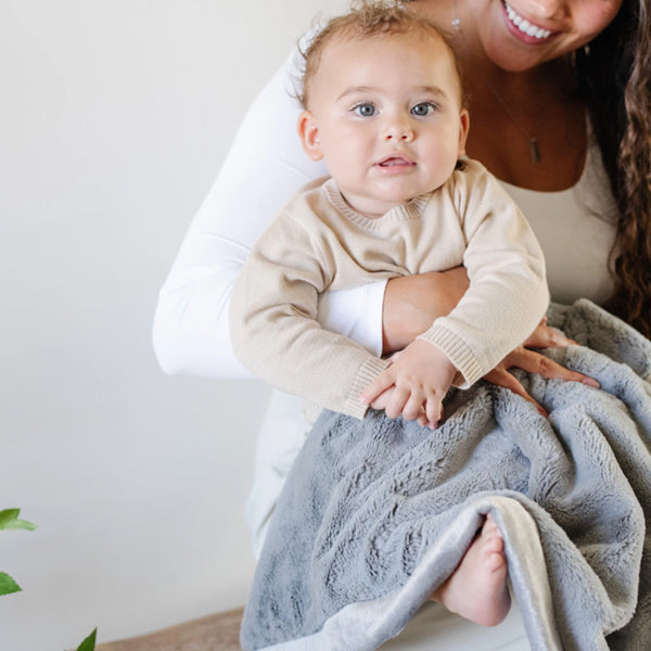 Personalized Baby Blanket Light Grey Lush Baby Blankets Saranoni