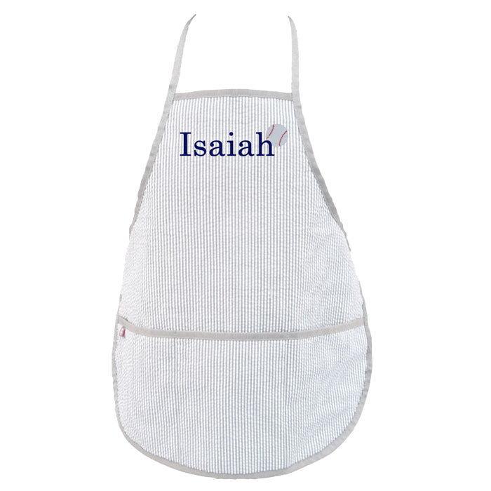 Personalized Smock Grey Seersucker Baseball Accessories Mint
