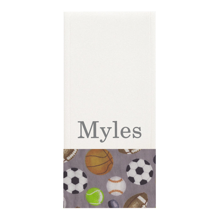 Personalized Burp Cloth Grey All Sports