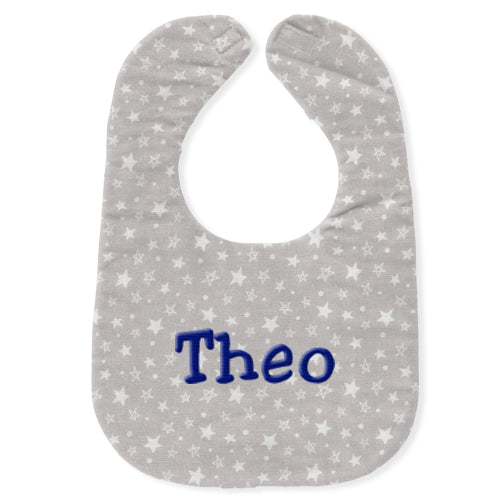 Personalized Bib  Grey with Stars Bibs Moonbeam Baby