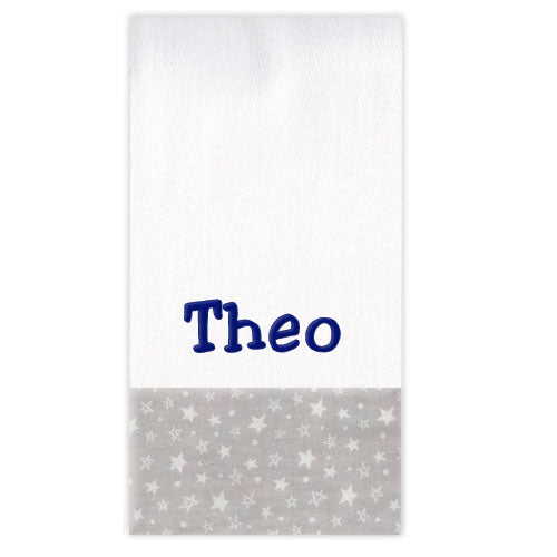 Personalized Burp Cloth  Grey with Stars Burp Cloths Moonbeam Baby
