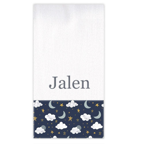 Personalized Burp Cloth Stars & Moon Discontinued Moonbeam Baby