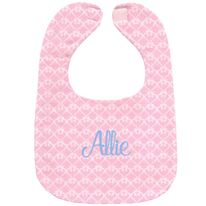 Personalized Bib Heart Scroll Bibs Moonbeam Baby