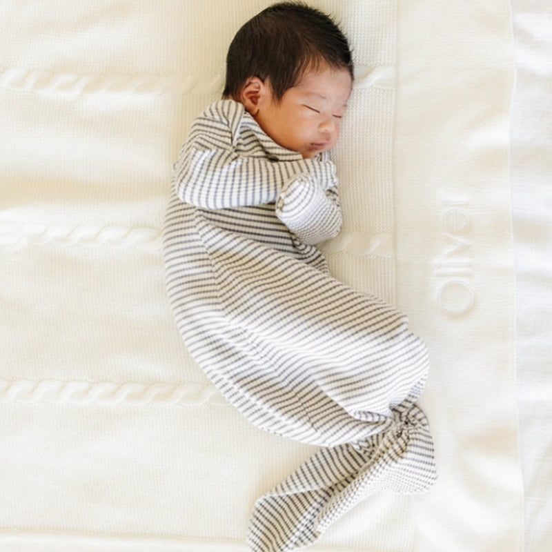 Personalized Baby Blanket Heirloom Cotton Knit - Ivory Baby Blankets Saranoni