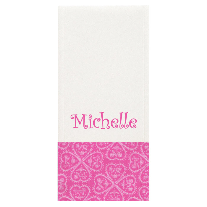 Personalized Burp Cloth Lacey Hearts