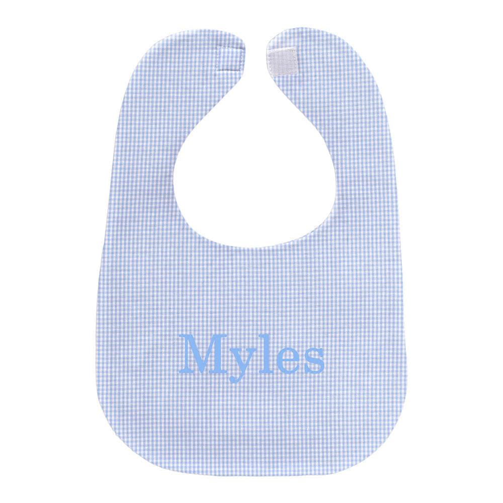 Personalized Bib Light Blue Gingham Bibs Moonbeam Baby