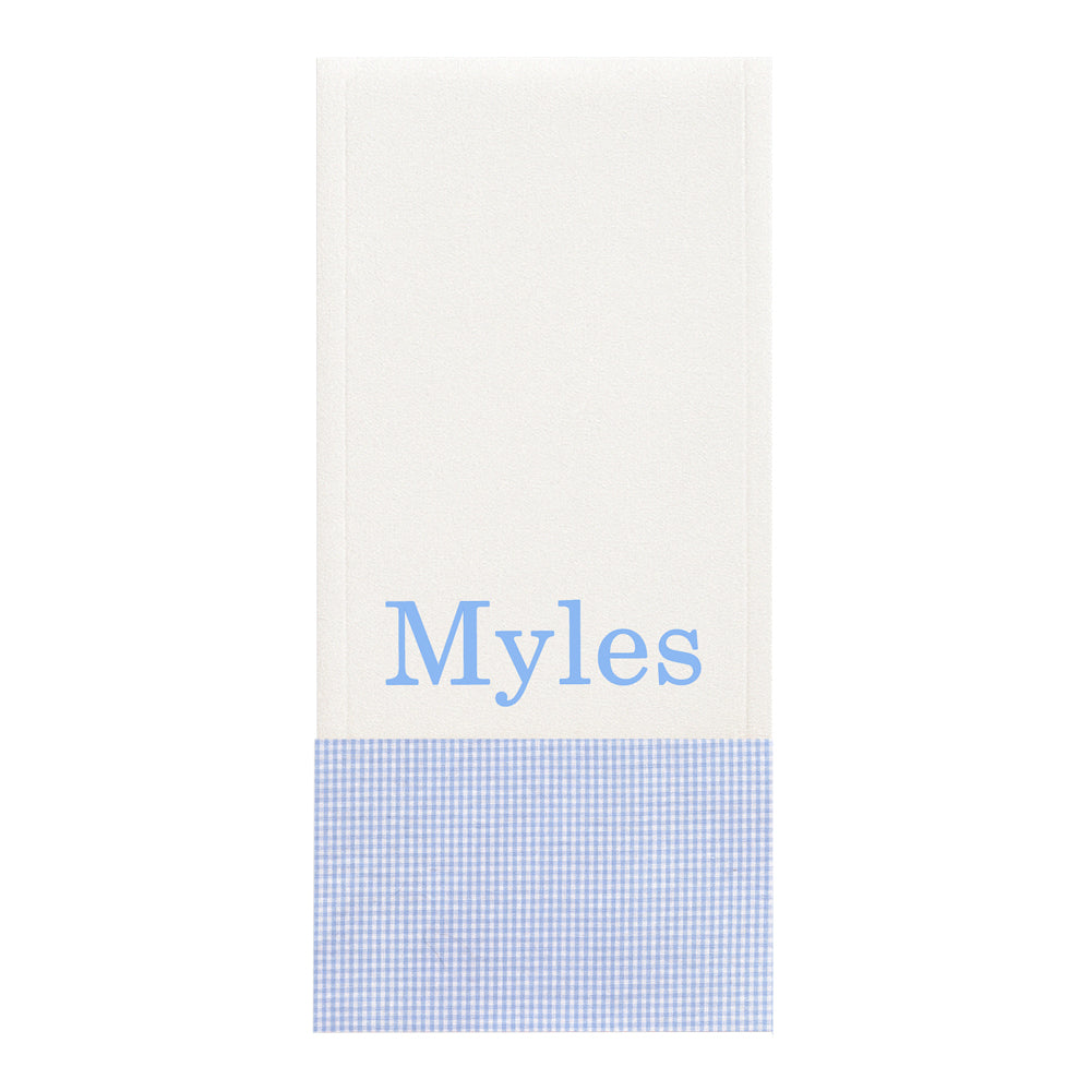 Personalized Burp Cloth Light Blue Gingham