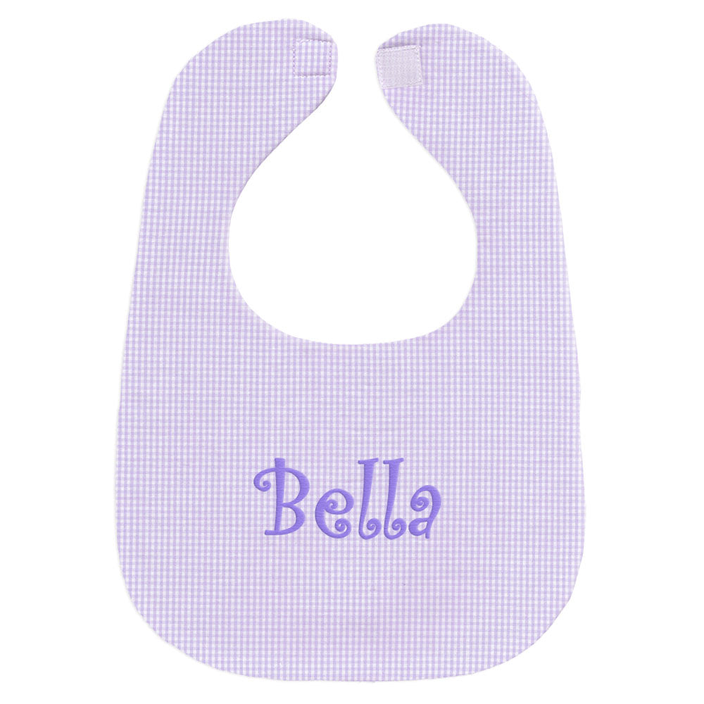 Personalized Bib Lavender Gingham Bibs Moonbeam Baby