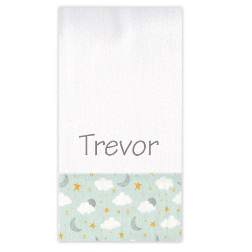 Personalized Burp Cloth   Aqua Stars & Moon Burp Cloths Moonbeam Baby