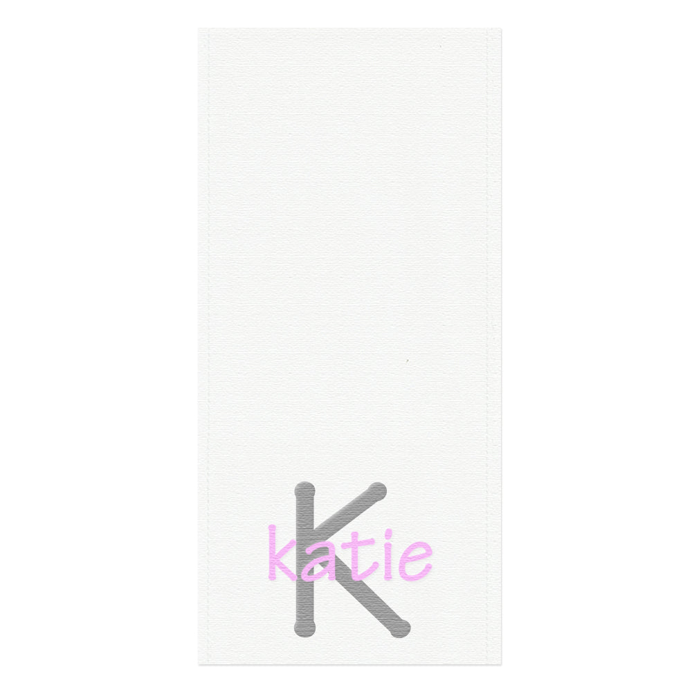 Embroidered Burp Cloth Name & Initial Grey & Light Pink Burp Cloths Moonbeam Baby