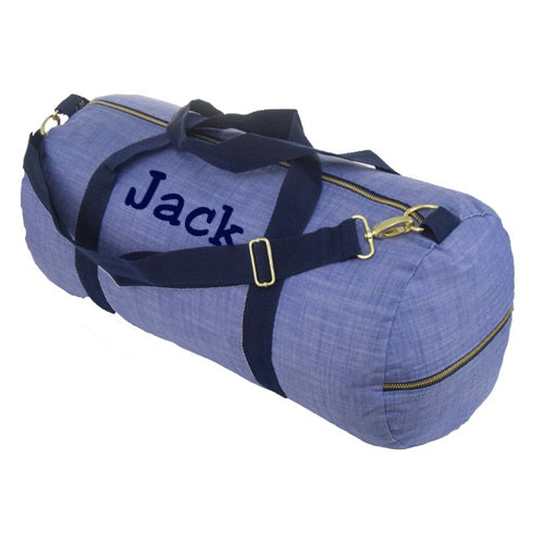 Personalized Weekender Duffel Bag by Mint Navy Chambray Discontinued Discontinued
