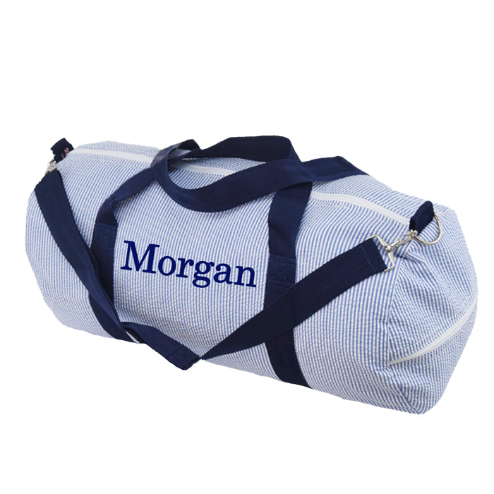 Personalized Weekender Duffel Bag by Mint Navy Seersucker Bags & Totes Mint