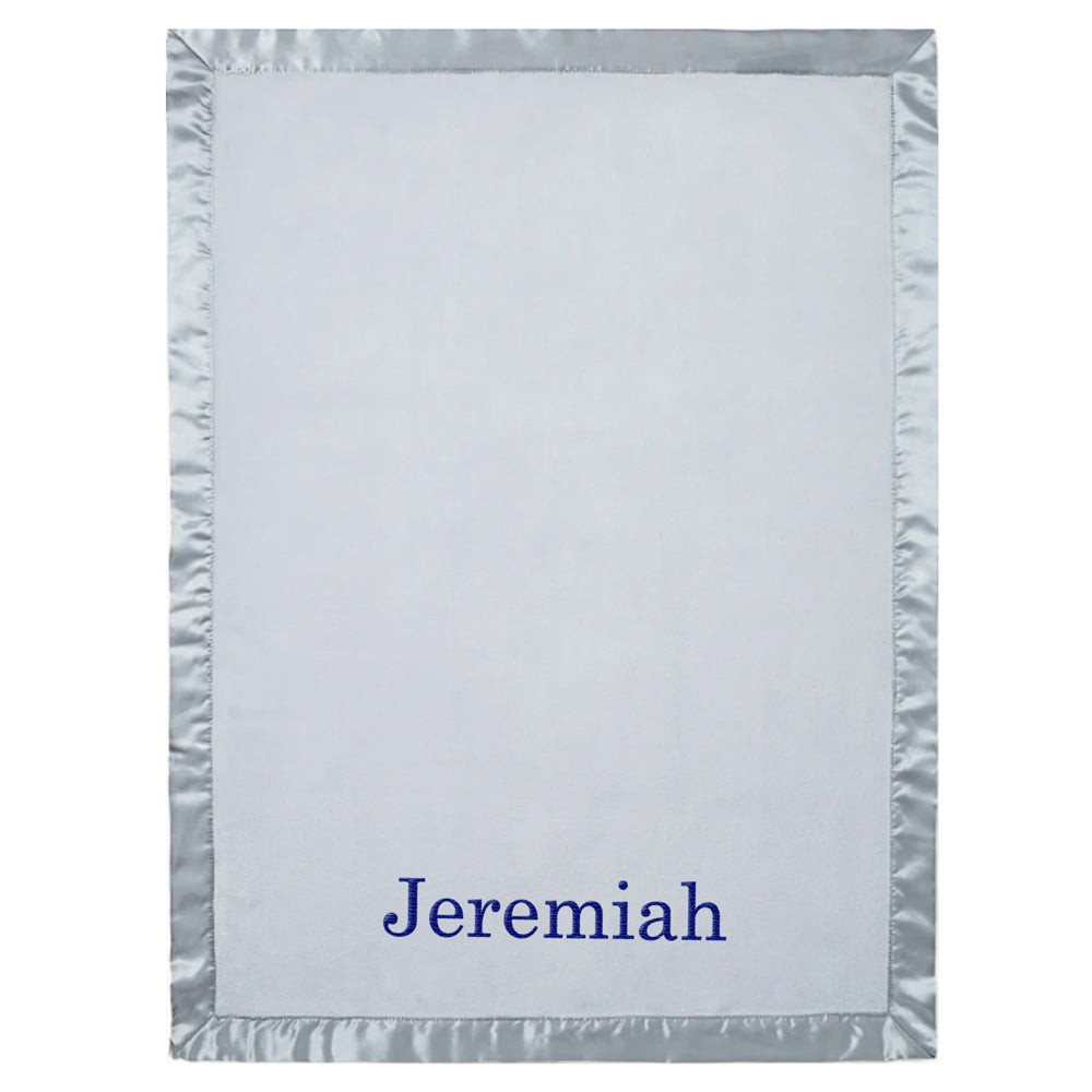 Personalized Baby Blanket  Silver Blue by Elegant Baby