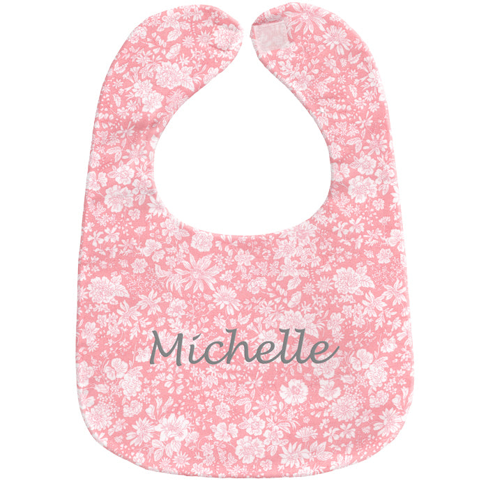 Personalized Bib  Peachy Pink Toile Bibs Moonbeam Baby