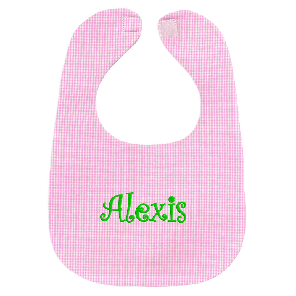 Personalized Bib Pink Gingham Bibs Moonbeam Baby