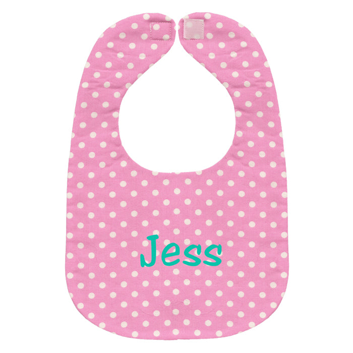 Personalized Bib Pink with White Circles Bibs Moonbeam Baby
