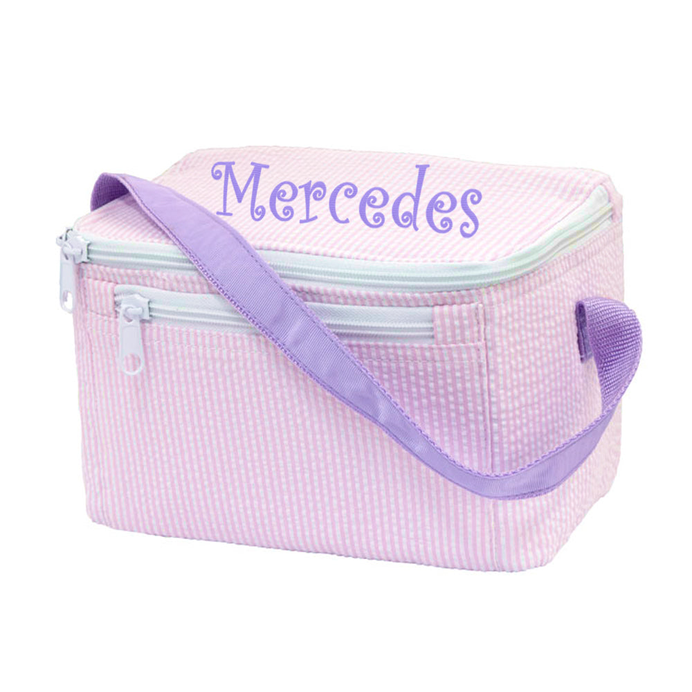 Personalized Lunch Box by Mint Princess Seersucker Backpacks and Lunch Boxes Mint