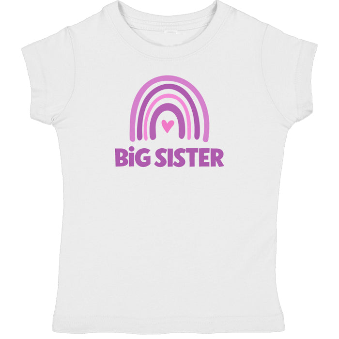 Rainbow Big Sister White Short Sleeve Tee Big Sister & Little Sister Shirts Kristi
