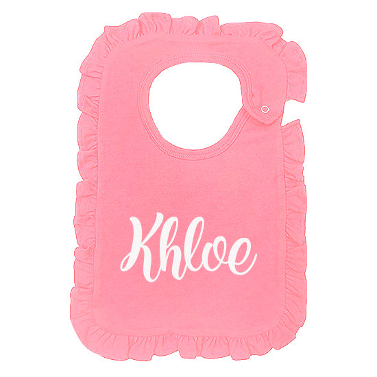 Personalized Bib  Pink Ruffles Bibs Kristi