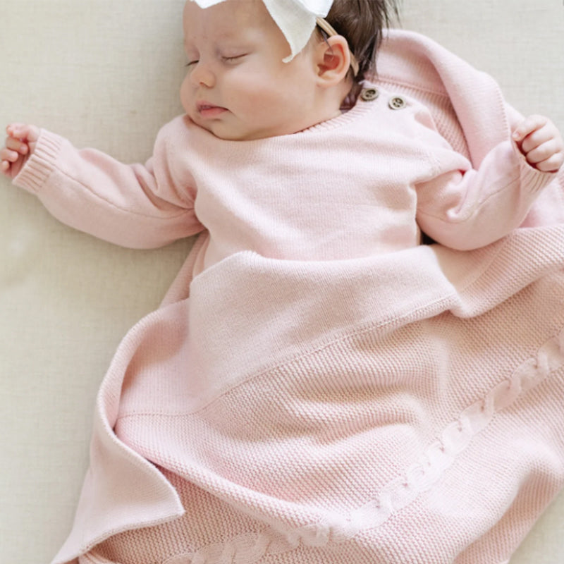 Personalized Baby Blanket Heirloom Cotton Knit - Pink