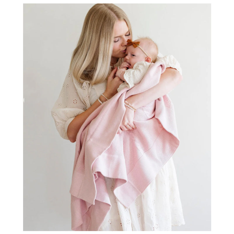 Personalized Baby Blanket Heirloom Cotton Knit - Pink