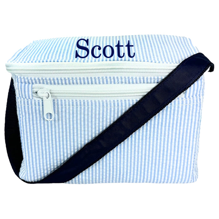 Personalized Lunch Box by Mint Skipper Seersucker Backpacks and Lunch Boxes Mint
