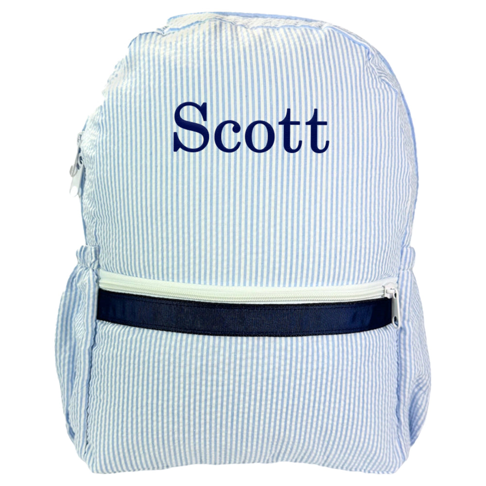 Personalized Backpack by Mint Medium Skipper Seersucker Backpacks and Lunch Boxes Mint