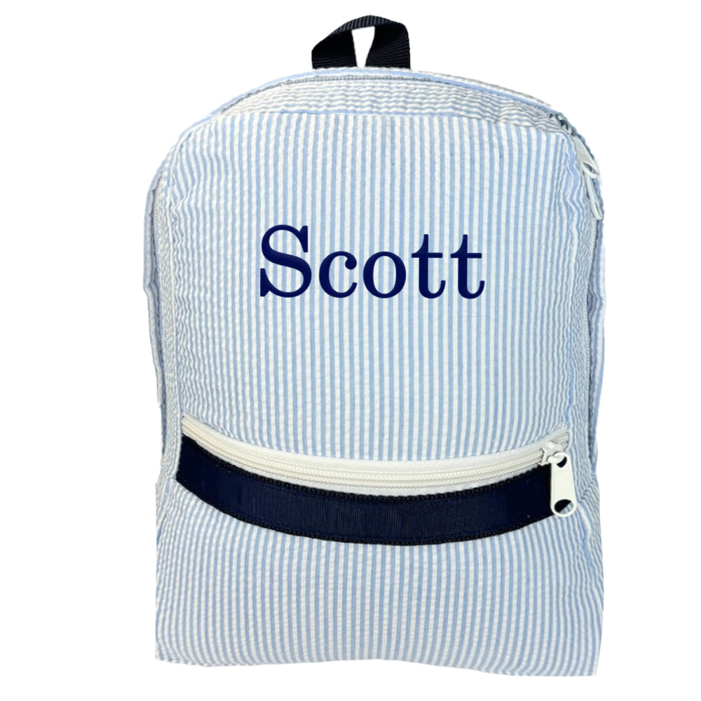 Personalized Backpack by Mint Skipper Seersucker Backpacks and Lunch Boxes Mint