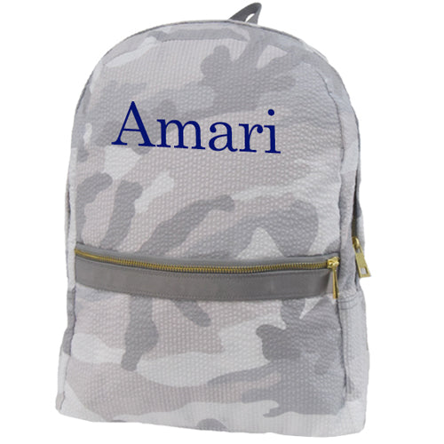 Personalized Backpack by Mint  Medium Snow Camo Seersucker Backpacks and Lunch Boxes Mint   