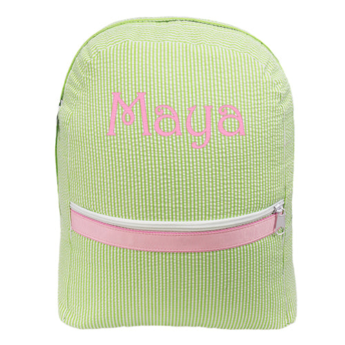 Personalized Backpack by Mint  Sweet Pea Medium Seersucker Backpacks and Lunch Boxes Mint   