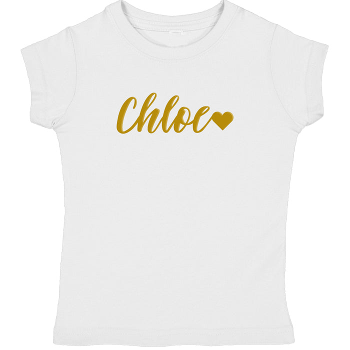 Name in Gold Short Sleeve Tee Personalized Printed Tees Kristi