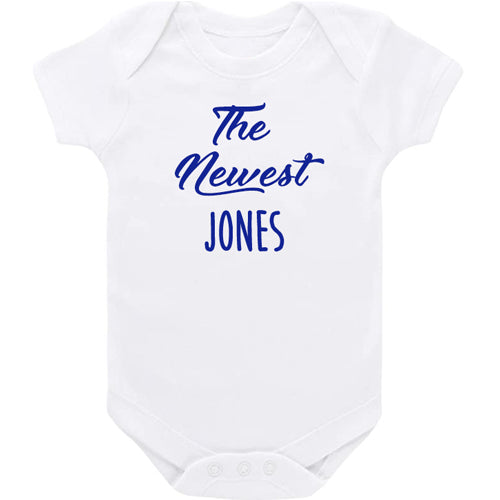 The Newest   White Short Sleeve Onesie  Click for Options Personalized Printed Tees Kristi