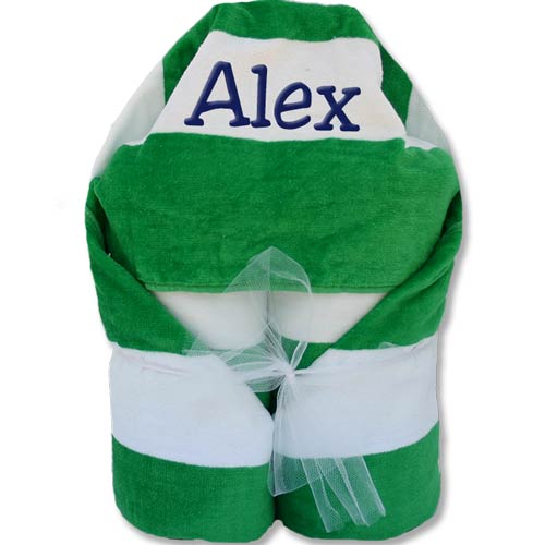 Hooded Beach Towel Green Stripes Hooded Towels Moonbeam Baby