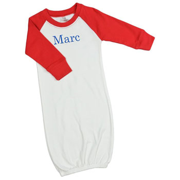 Personalized Baby Gown - Raglan Red Monogrammed Apparel Monag