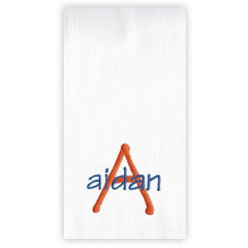 Embroidered Burp Cloth  Name & Initial Orange & Royal Discontinued Moonbeam Baby   