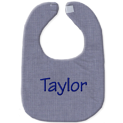 Personalized Bib  Navy Blue Gingham Bibs Moonbeam Baby