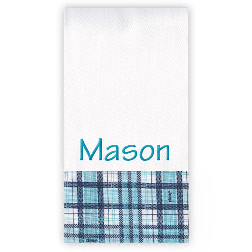 Personalized Burp Cloth  Jeep Plaid Navy/Aqua Discontinued Moonbeam Baby