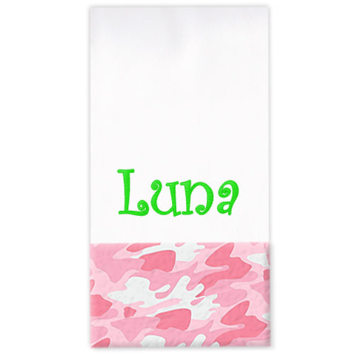 Personalized Burp Cloth  Pink & White Camo Burp Cloths Moonbeam Baby   