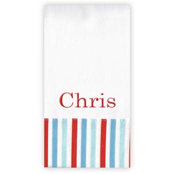 Personalized Burp Cloth Red Blue Stripe Discontinued Moonbeam Baby