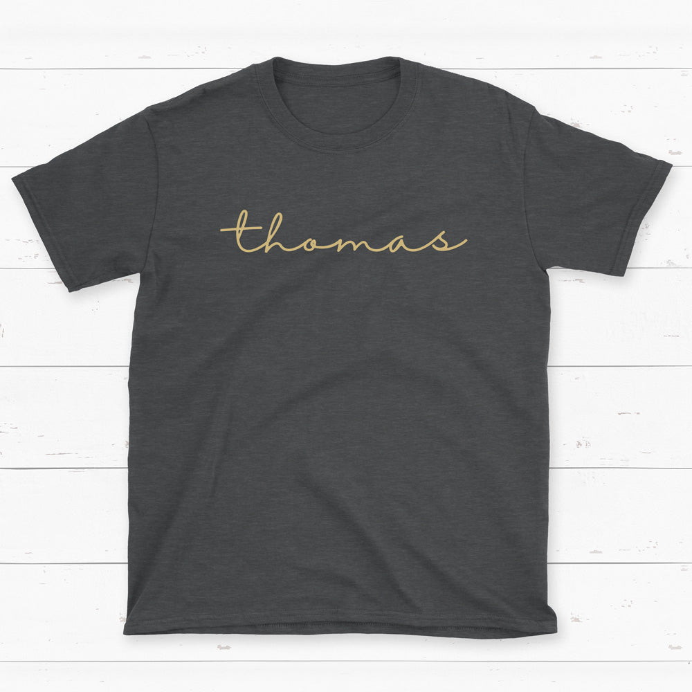 NEW Personalized Name Tees Script Discontinued Discontinued 2T Vintage Grey Gold