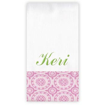 Personalized Burp Cloth  Pink Medallion Discontinued Moonbeam Baby